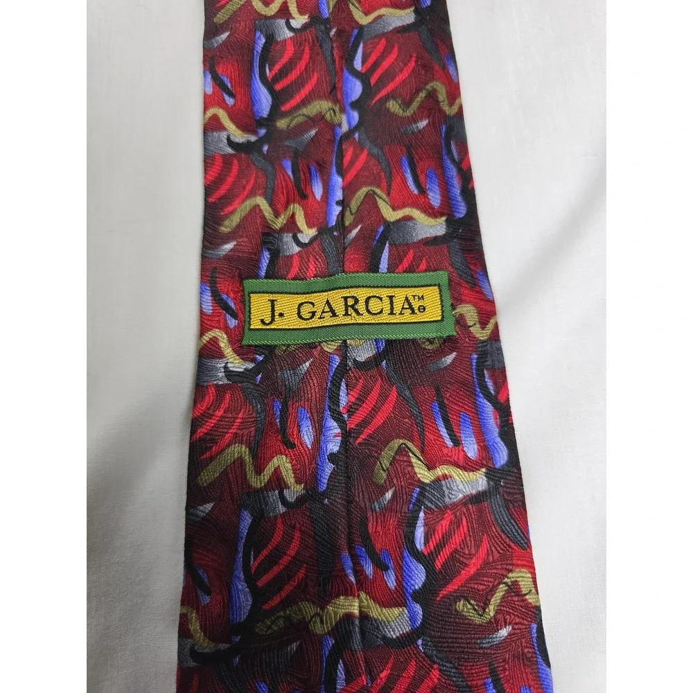 Vintage Jerry‎ Garcia Tie Mens Abstract Silk Red Scold Collection Fourteen 90s